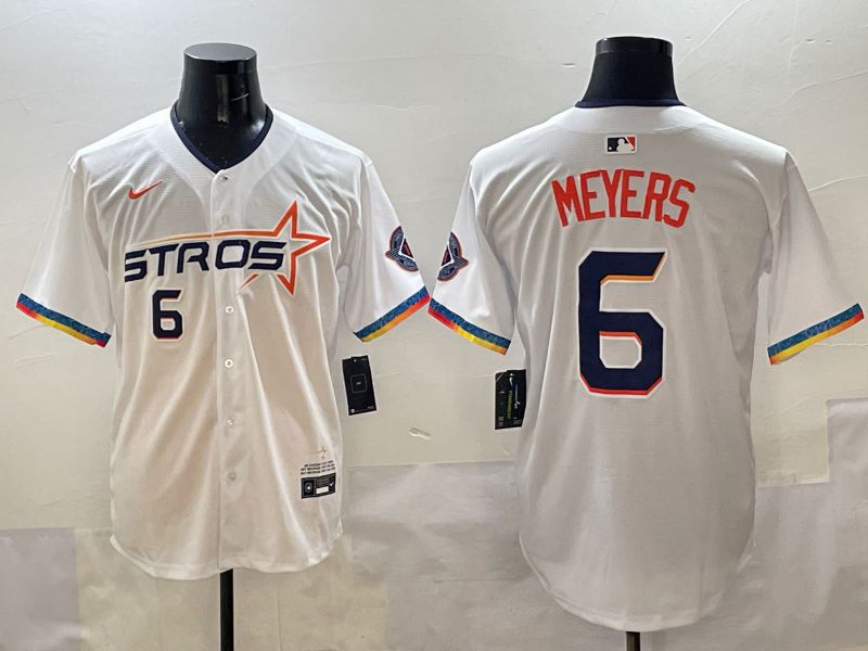 Men Houston Astros #6 Meyers White Four generations Joint Name 2025 Nike MLB Jersey style 4